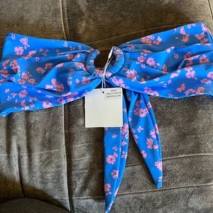 Kulani Kinis Floral Bikini Top in Blue and Pink